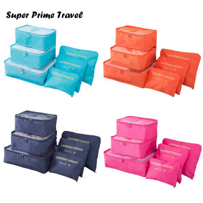 Travel Storage Bag Set of Six Suitcase Clothes Underwear Sorting Organizer Bag Travel Four-Compartment Clothes Storage Bag