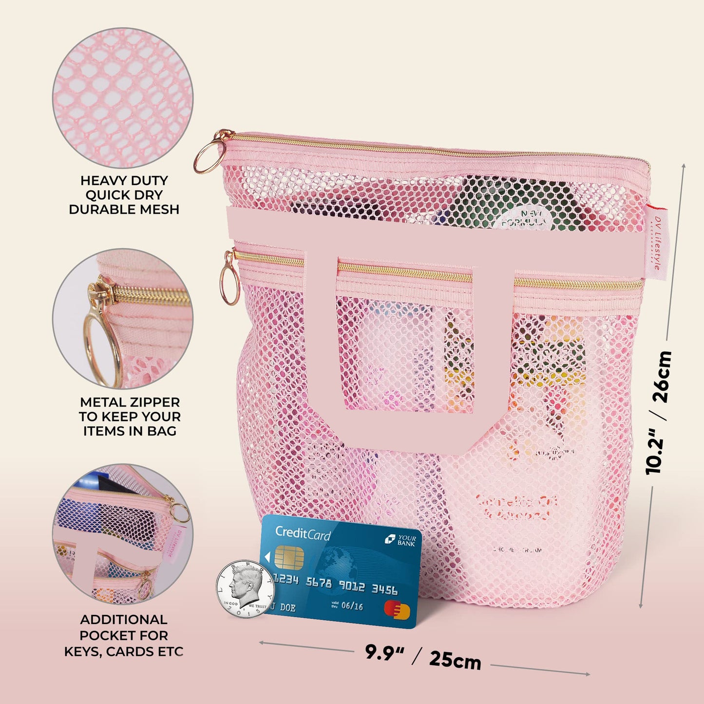 Portable Shower Handbag Transparent Mesh Makeup Bag Storage Bag Travel Toiletry Bag Mesh Beach Bag