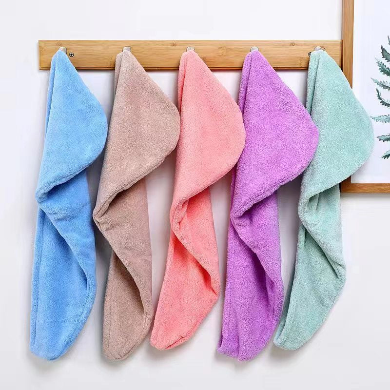 2 PCS Hair-Drying Towel Microfiber Coral Fleece Super Soft Absorbent Quick-Drying Towels Women's Household Thickened Dry Hair Towel