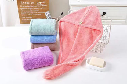 2 PCS Hair-Drying Towel Microfiber Coral Fleece Super Soft Absorbent Quick-Drying Towels Women's Household Thickened Dry Hair Towel