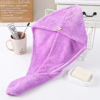 2 PCS Hair-Drying Towel Microfiber Coral Fleece Super Soft Absorbent Quick-Drying Towels Women's Household Thickened Dry Hair Towel