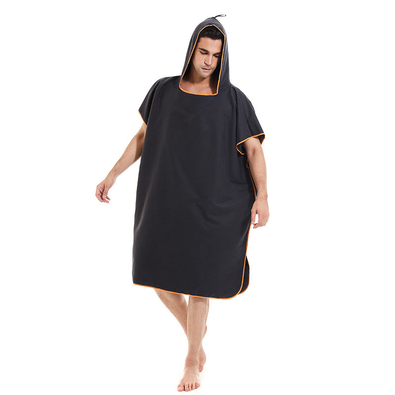 Double-Sided Velvet Adult Plain Quick-Drying Bathrobe Beach Bath Towel Cape Super Absorbent Beach Changing Bath