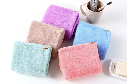 2 PCS Hair-Drying Towel Microfiber Coral Fleece Super Soft Absorbent Quick-Drying Towels Women's Household Thickened Dry Hair Towel