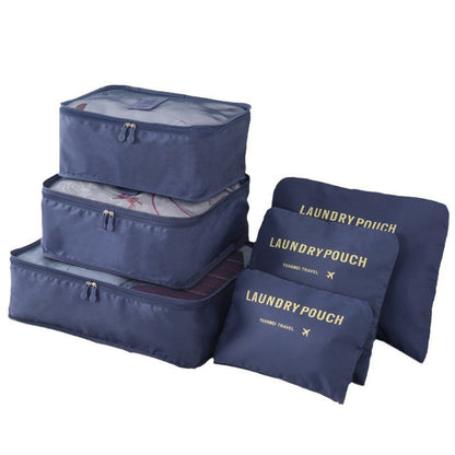 Travel Storage Bag Set of Six Suitcase Clothes Underwear Sorting Organizer Bag Travel Four-Compartment Clothes Storage Bag