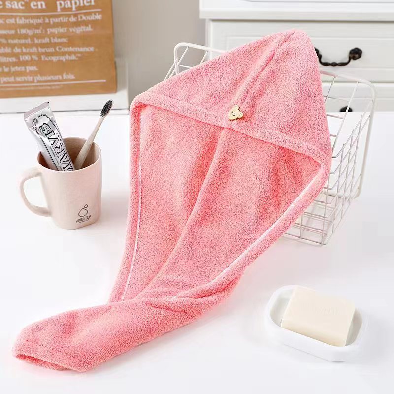 2 PCS Hair-Drying Towel Microfiber Coral Fleece Super Soft Absorbent Quick-Drying Towels Women's Household Thickened Dry Hair Towel