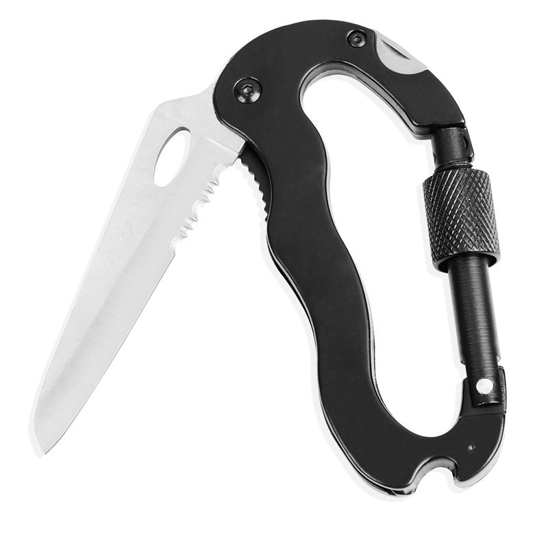 Multifunctional Carabiner Knife 5-in-1 Outdoor Quick Clip Knife Saw EDC Tools D Foldable Knife with Carabiner Clip