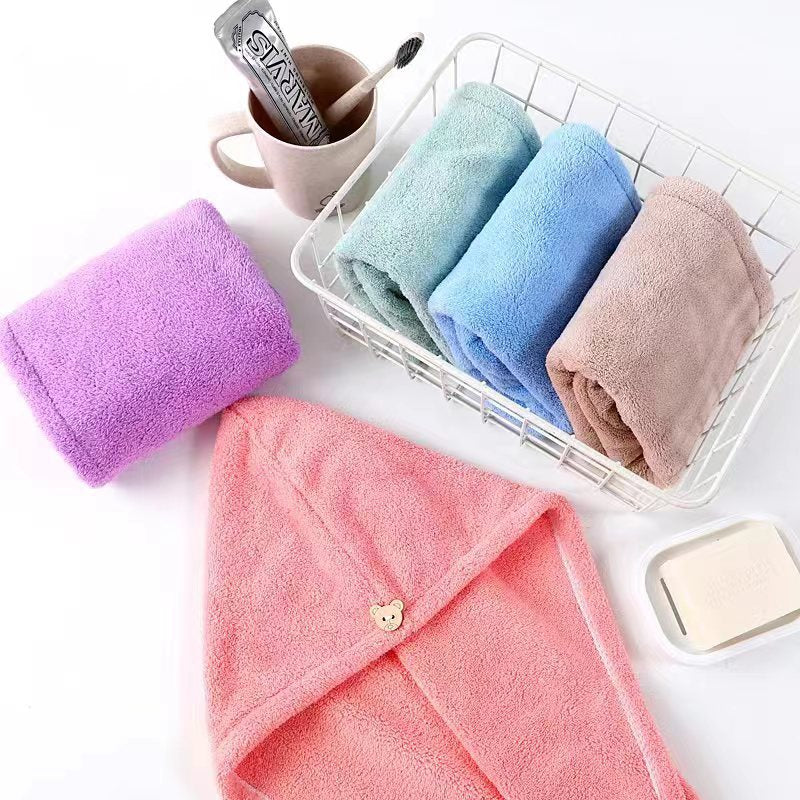 2 PCS Hair-Drying Towel Microfiber Coral Fleece Super Soft Absorbent Quick-Drying Towels Women's Household Thickened Dry Hair Towel