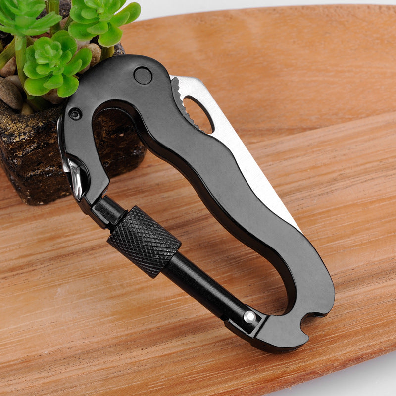 Multifunctional Carabiner Knife 5-in-1 Outdoor Quick Clip Knife Saw EDC Tools D Foldable Knife with Carabiner Clip