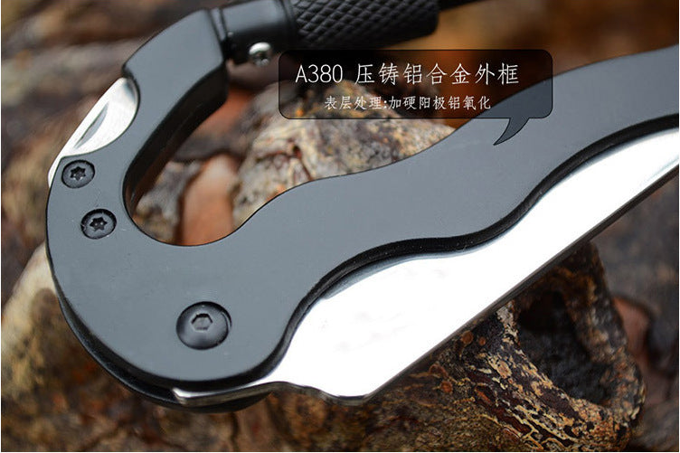 Multifunctional Carabiner Knife 5-in-1 Outdoor Quick Clip Knife Saw EDC Tools D Foldable Knife with Carabiner Clip