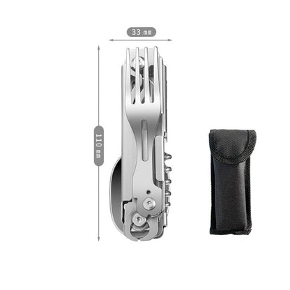 Outdoor Multifunctional Folding Tableware Camping Portable Knife Fork Spoon Set Bottle Opener Travel Kit