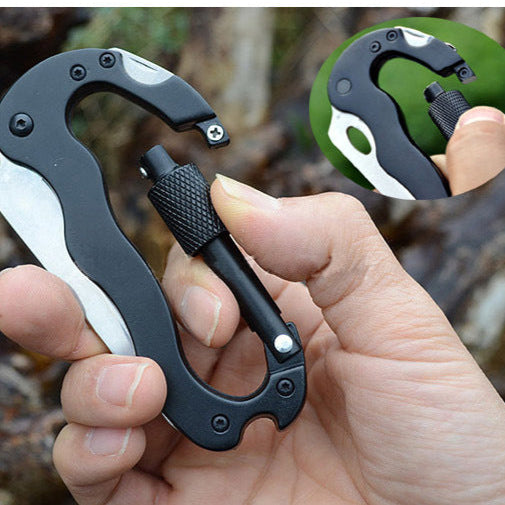 Multifunctional Carabiner Knife 5-in-1 Outdoor Quick Clip Knife Saw EDC Tools D Foldable Knife with Carabiner Clip