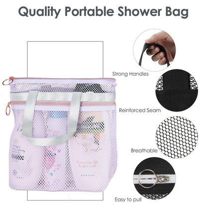 Portable Shower Handbag Transparent Mesh Makeup Bag Storage Bag Travel Toiletry Bag Mesh Beach Bag