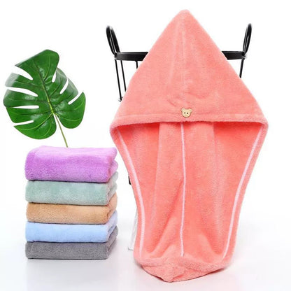 2 PCS Hair-Drying Towel Microfiber Coral Fleece Super Soft Absorbent Quick-Drying Towels Women's Household Thickened Dry Hair Towel