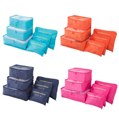 Travel Storage Bag Set of Six Suitcase Clothes Underwear Sorting Organizer Bag Travel Four-Compartment Clothes Storage Bag