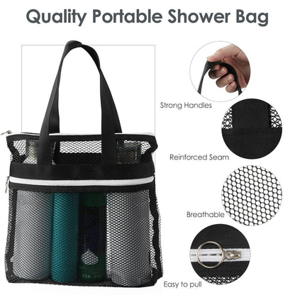 Portable Shower Handbag Transparent Mesh Makeup Bag Storage Bag Travel Toiletry Bag Mesh Beach Bag