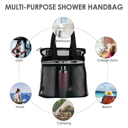 Portable Shower Handbag Transparent Mesh Makeup Bag Storage Bag Travel Toiletry Bag Mesh Beach Bag