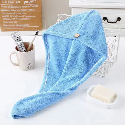 2 PCS Hair-Drying Towel Microfiber Coral Fleece Super Soft Absorbent Quick-Drying Towels Women's Household Thickened Dry Hair Towel